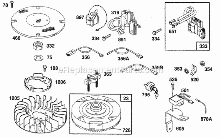 FlywheelFanMisc Electrical Diagram and Parts List for 400707-0102-99  Briggs and Stratton Engine